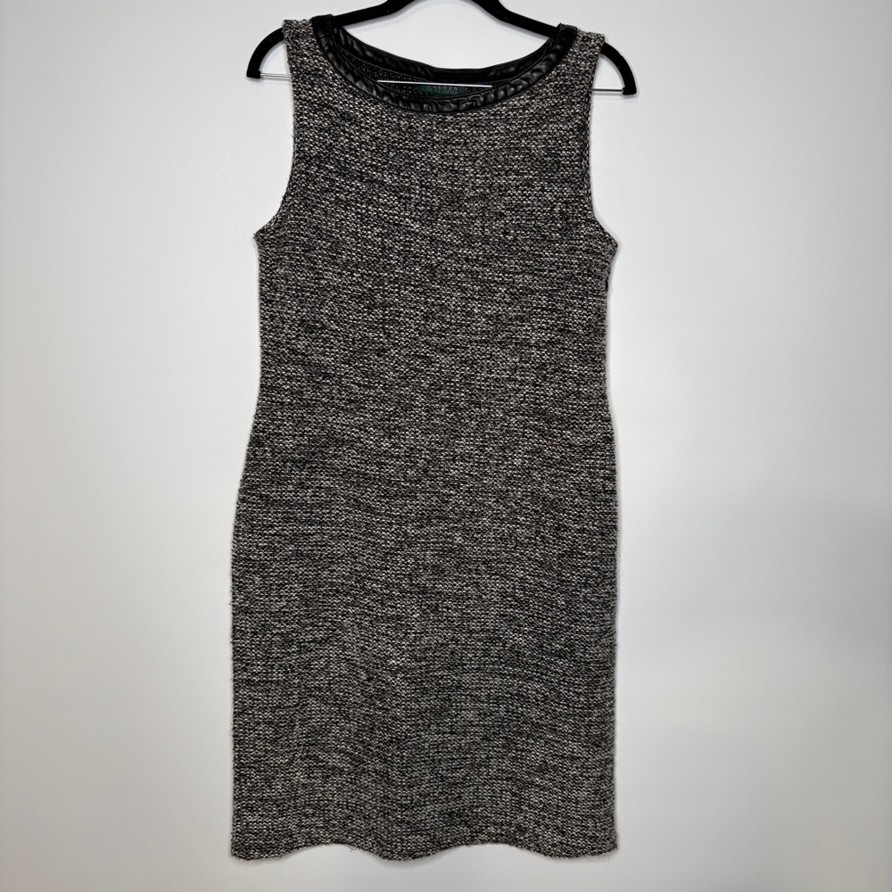 Lauren Ralph Lauren Black & White Knit Boucle Tweed Sheath Dress Size Large